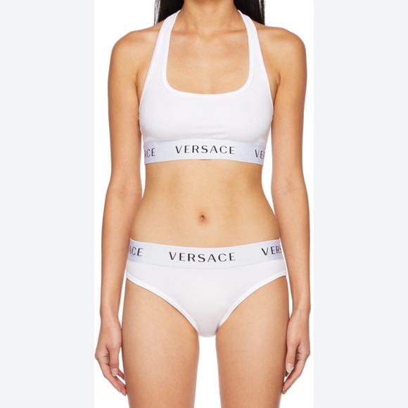 Versace White Sports Bra with Logo Band - Picture 2 of 6